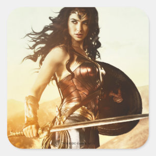 Sticker Carré Wonder Woman Au coucher Du Soleil