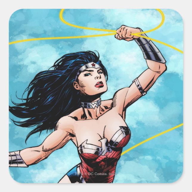 Sticker Carré Wonder Woman & Lasso de la vérité (Devant)