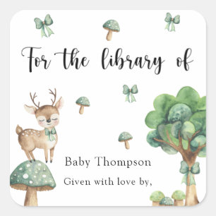 Sticker Carré Woodland Deer - pour la bibliothèque de