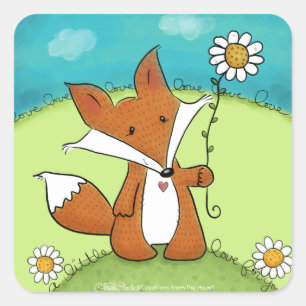 Sticker Carré Woodland Fox Little Love for You