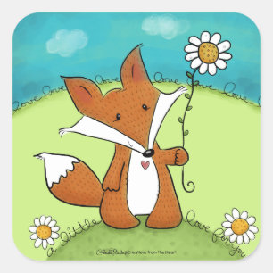 Sticker Carré Woodland Fox Little Love for You