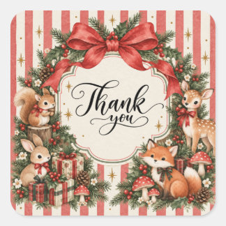 Sticker Carré Woodland Noël Anniversaire Hiver ONEderland