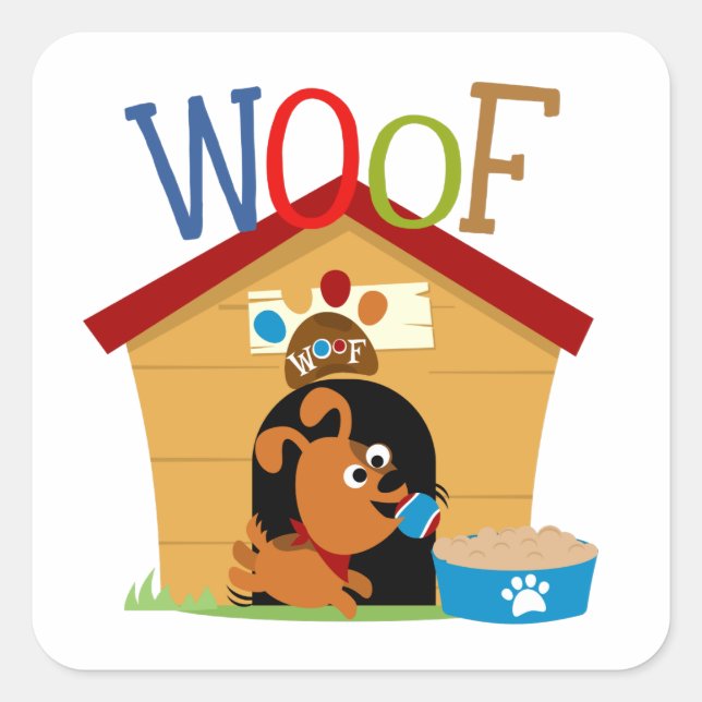 Sticker Carré Woof Dog (Devant)