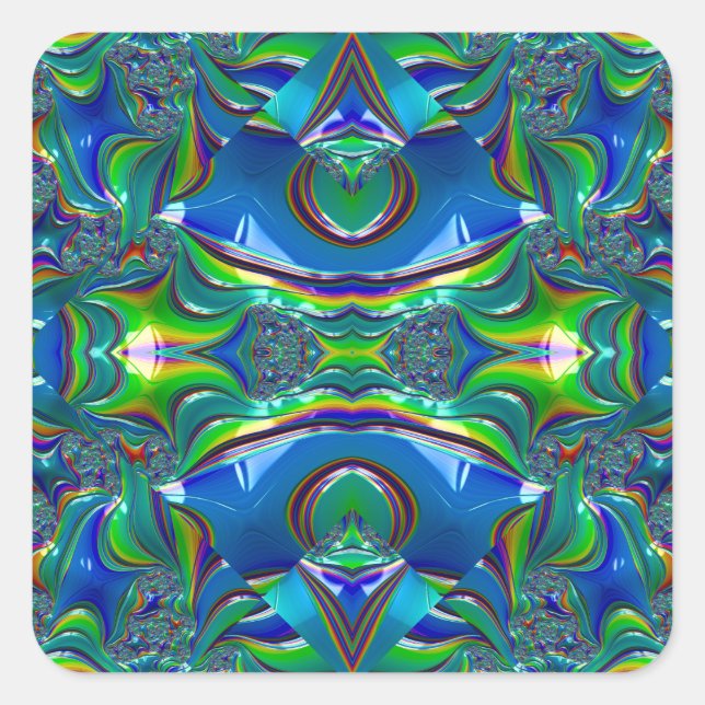 Sticker Carré ~WOW ! Rouge noir bleu brillant ~ (Devant)