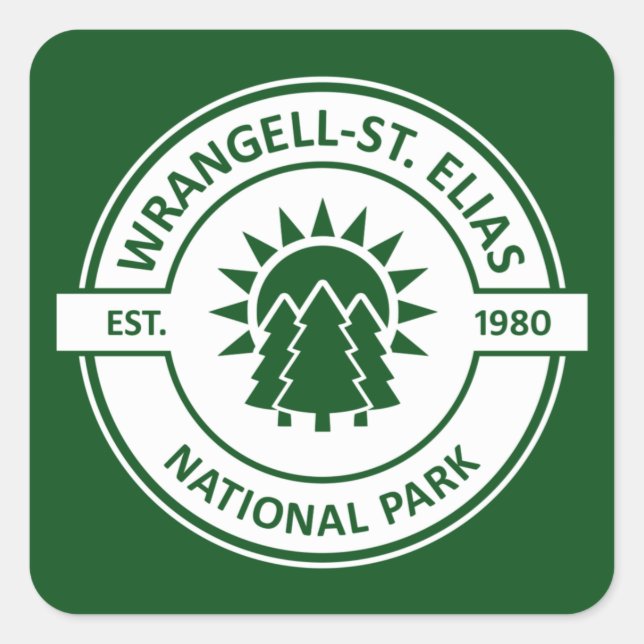 Sticker Carré Wrangell-St. Parc national d'Elias Sun Trees (Devant)