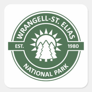 Sticker Carré Wrangell-St. Parc national d'Elias Sun Trees