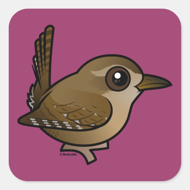 Sticker Carré Wren eurasien Birdable (Devant)