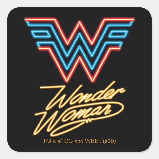 Sticker Carré WW84 | Logo Wonder Woman Neon Light (Devant)