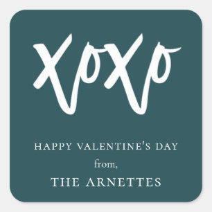 Sticker Carré XOXO Brossé Script Saint-Valentin