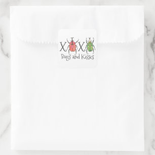 Sticker Carré XOXO Bugs et Baisers Saint Valentin