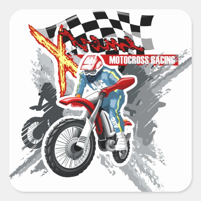 Sticker Carré Xtreme Motocross Racing | Sport (Devant)