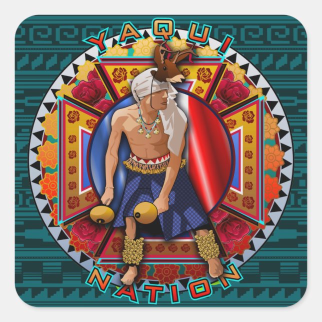 Sticker Carré Yaqui Nation Deer Dancer (Devant)