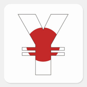 Sticker Carré yen symbole monétaire argent signe drapeau japonai