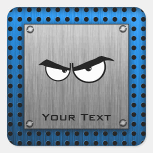 Sticker Carré Yeux en colère; apparence métallique