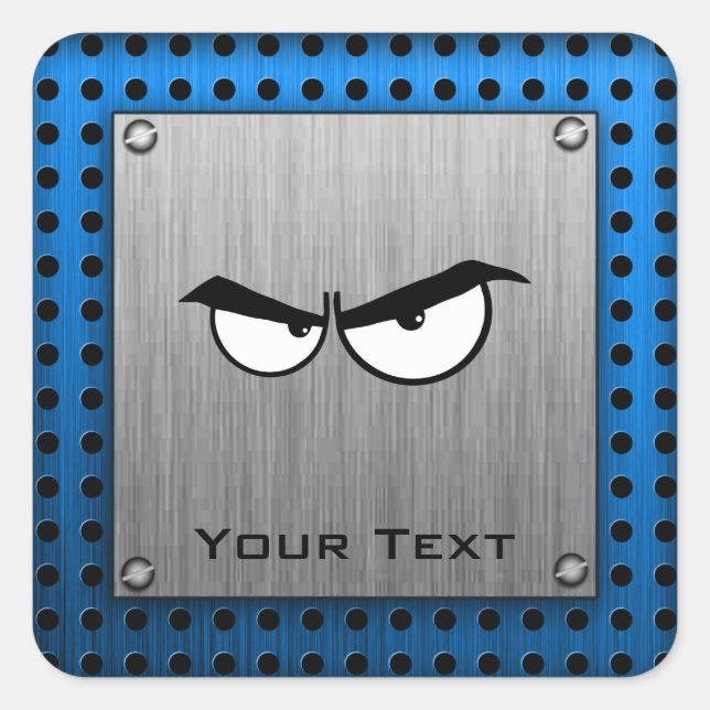 Sticker Carré Yeux en colère; apparence métallique (Devant)