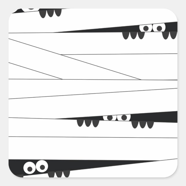 Sticker Carré Yeux noirs blancs qui regardent maman Halloween (Devant)