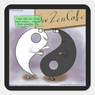 Sticker Carré Yin Rencontre Yang Zen Drôle