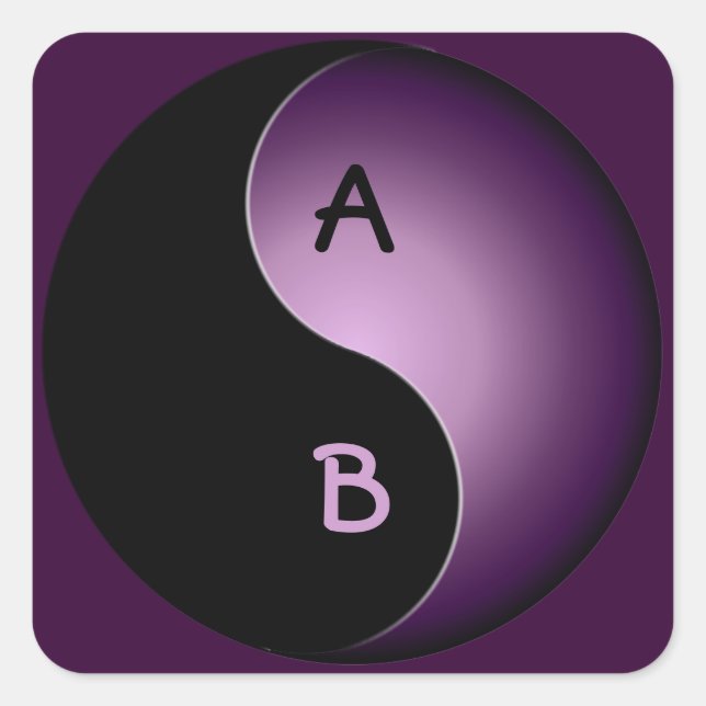 Sticker Carré yin yang monogramme - violet (Devant)