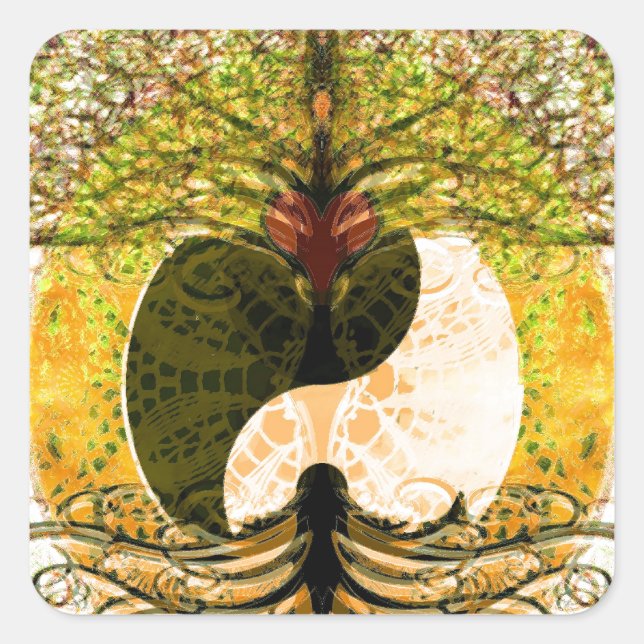 Sticker Carré Ying Yang (Devant)