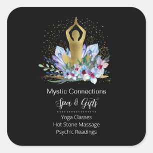 Sticker Carré Yoga Instructeur Energie Guérisseur Cristaux Reiki