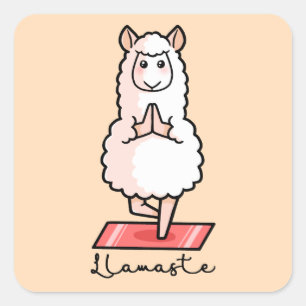 Sticker Carré Yoga Llama - Llamaste