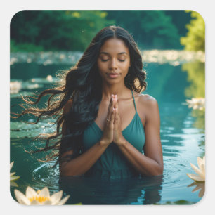STICKER CARRÉ YOGA - MÉDITATION - CARPE DIEM - BIEN-ÊTRE