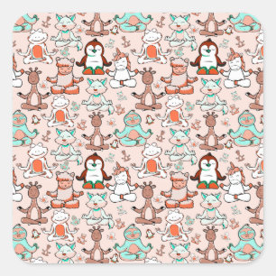 Sticker Carré Yoga poses pattern   Yoga seamless pattern 51