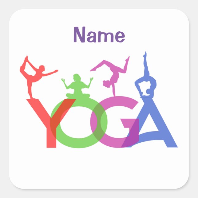 Sticker Carré Yoga Poses Silhouettes Thunder_Cove (Devant)