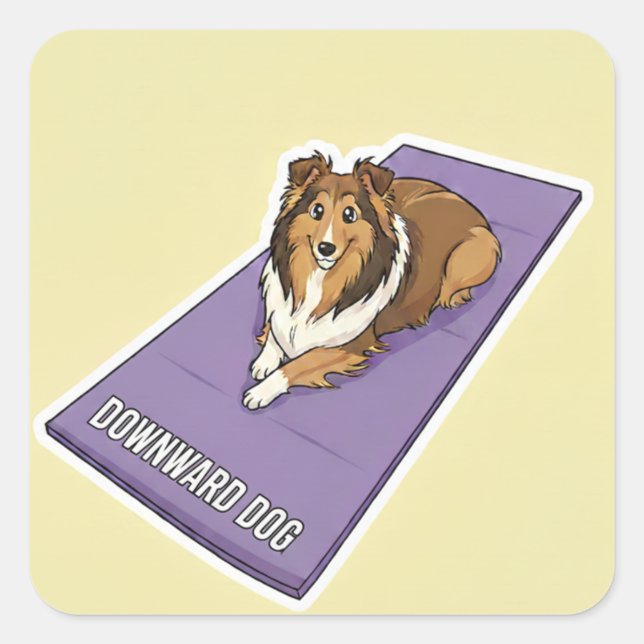 Sticker Carré Yoga Sheltie (Devant)