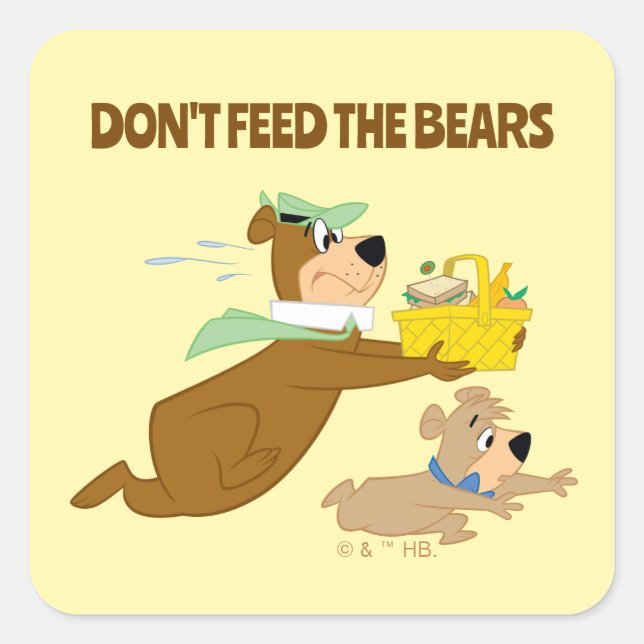 Sticker Carré Yogi Bear et Boo-Boo Pique-nique Panique (Devant)