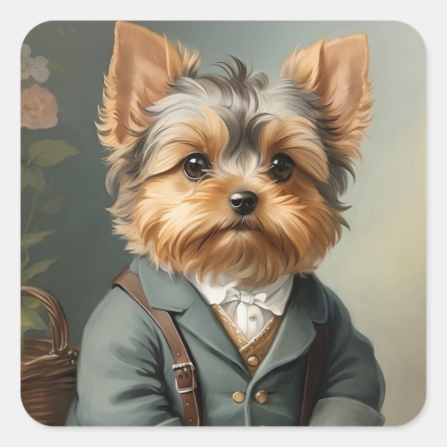 Sticker Carré Yorkshire Terrier (Devant)