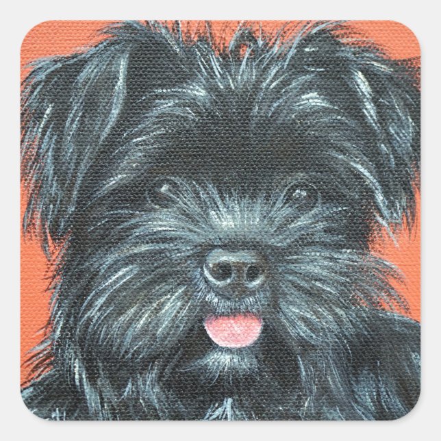Sticker Carré Yorkshire Terrier Peinture (Devant)