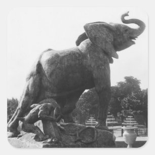 Sticker Carré Young Elephant pris dans un piège