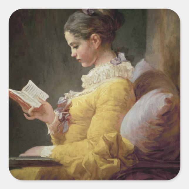Sticker Carré Young Girl Reading, c.1776 (Devant)