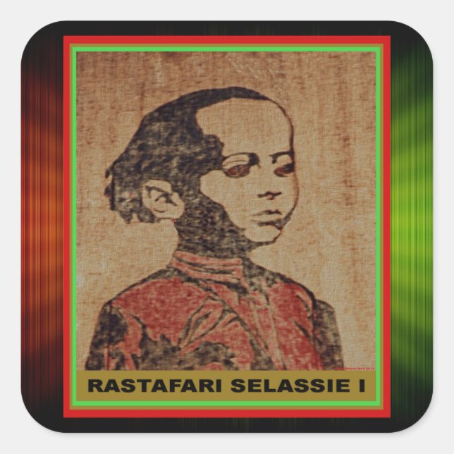 Sticker Carré Young Ras, Young Haile Selassie I, Jah Rastafari (Devant)