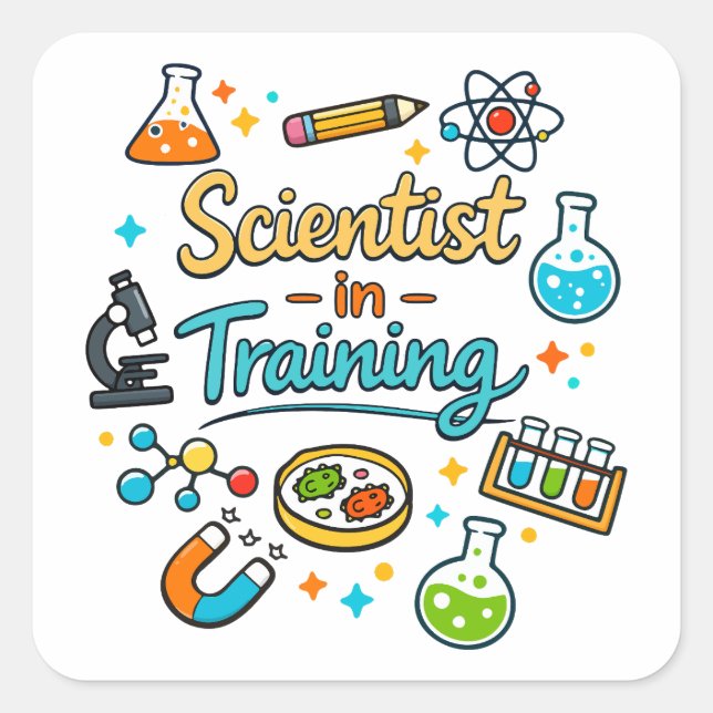 Sticker Carré Young Scientist in Training Invitation (Devant)