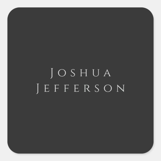 Sticker Carré Your Name Professional Creative Plain Black Grey (Devant)
