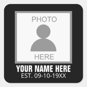 Sticker Carré Your Photo Here Name and Age