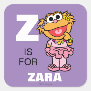 Sticker Carré Z est pour Zoe   Ajouter Votre Nom