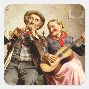 Sticker Carré Zampighi - Douce Musique, peinture vintage