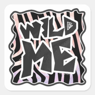 Sticker Carré Zebra Black and Pink Wild me
