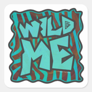 Sticker Carré Zebra Brown et Turquoise Wild Me Design