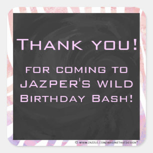 Sticker Carré Zebra Monogram rose et blanc