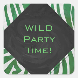 Sticker Carré Zebra Monogramme Vert et Blanc Impression