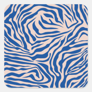 Sticker Carré Zebra Print Blue Zebra Stripes Poster de animal