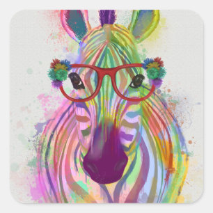 Sticker Carré Zebra Rainbow Splash