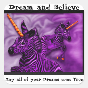 Sticker Carré Zebra Unicorns avec un dicton inspirant