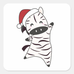 Sticker Carré Zèbre Noël Zèbres Animaux d'hiver