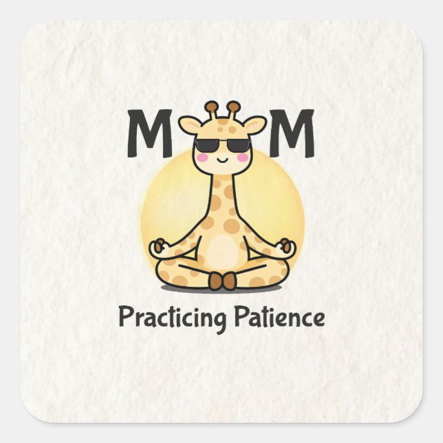 Sticker Carré Zen Vibe | Practicing Patience Giraffe (Devant)