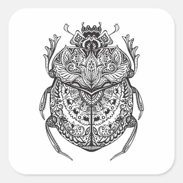 Sticker Carré Zendoodle du coléoptère africain (Devant)